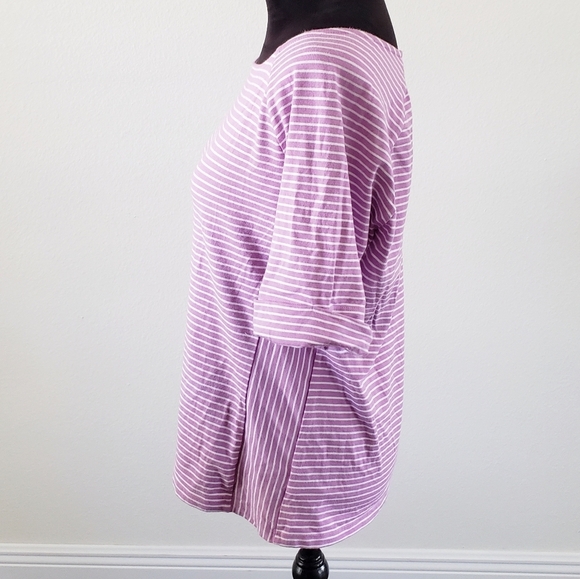 Women's Talbots Purple/White Striped Boatneck Top - Picture 4 of 7